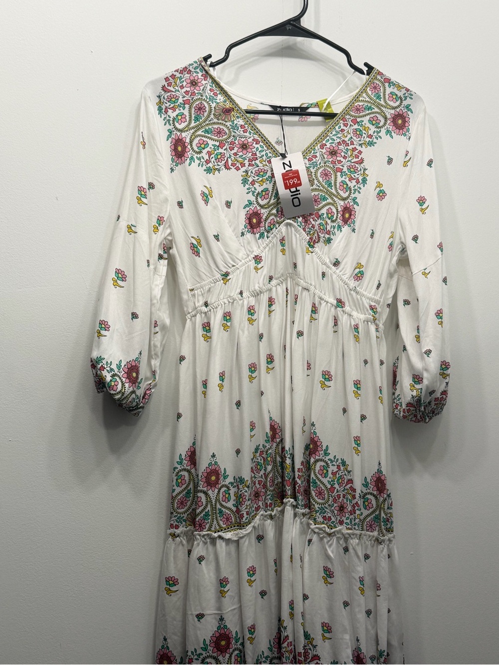 Lightweight White Multicolor Paisley Maxi Dress